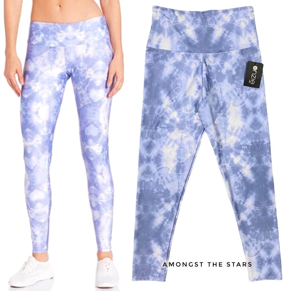 Onzie Oceana Blue White Tie Dye High Midi Leggings